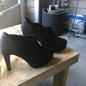 Black booties with Crystal details